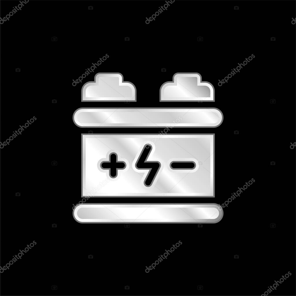 Battery silver plated metallic icon