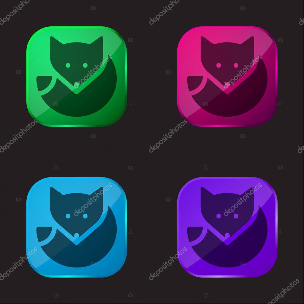 Arctic Fox four color glass button icon