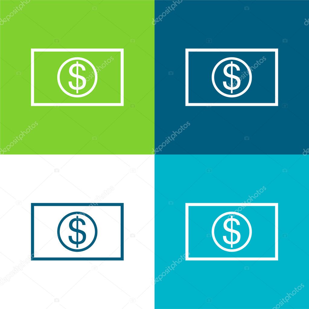 Big Dollar Bill Flat four color minimal icon set