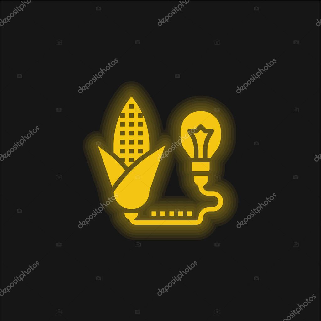 Biomass yellow glowing neon icon