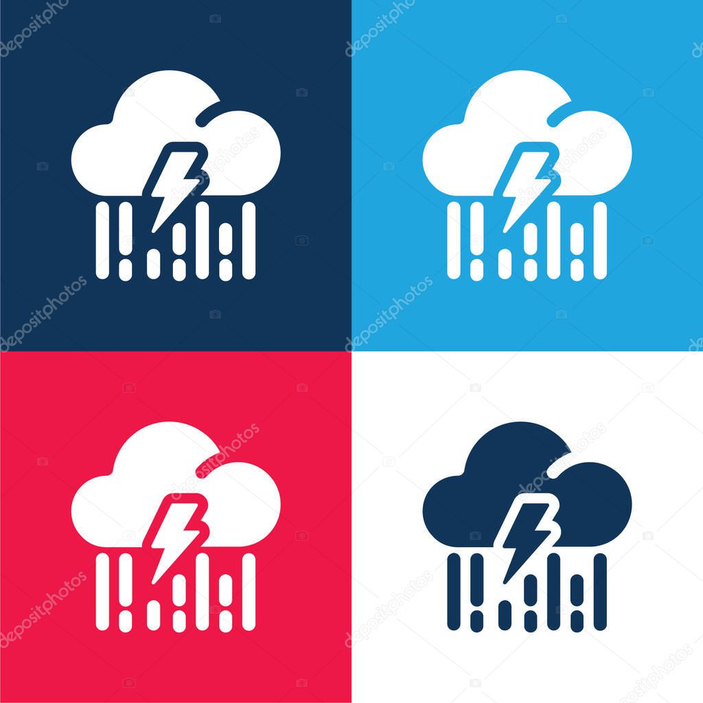 Bolt blue and red four color minimal icon set