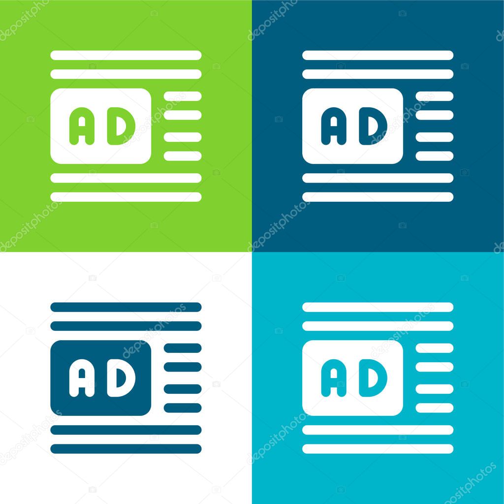 Advertisements Flat four color minimal icon set