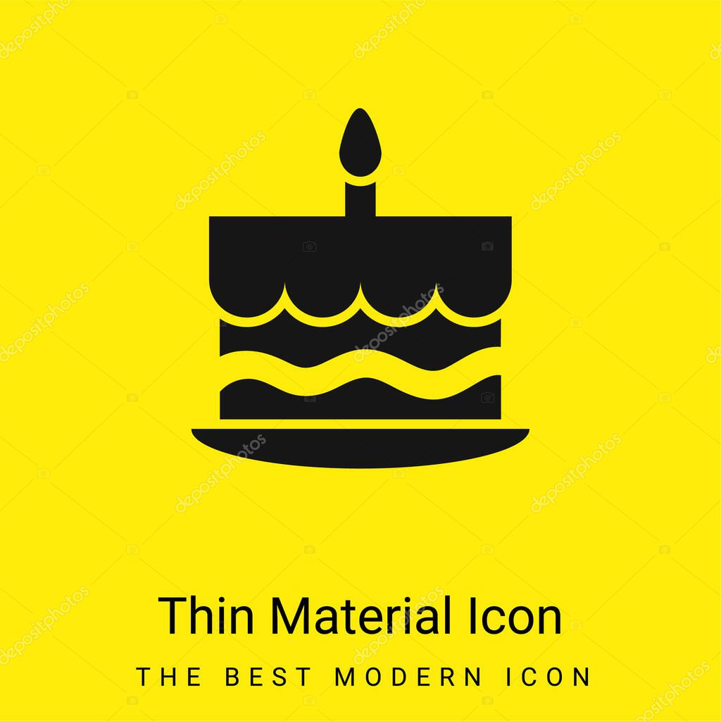 Birthday Cake With One Burning Candle On Top minimal bright yellow material icon
