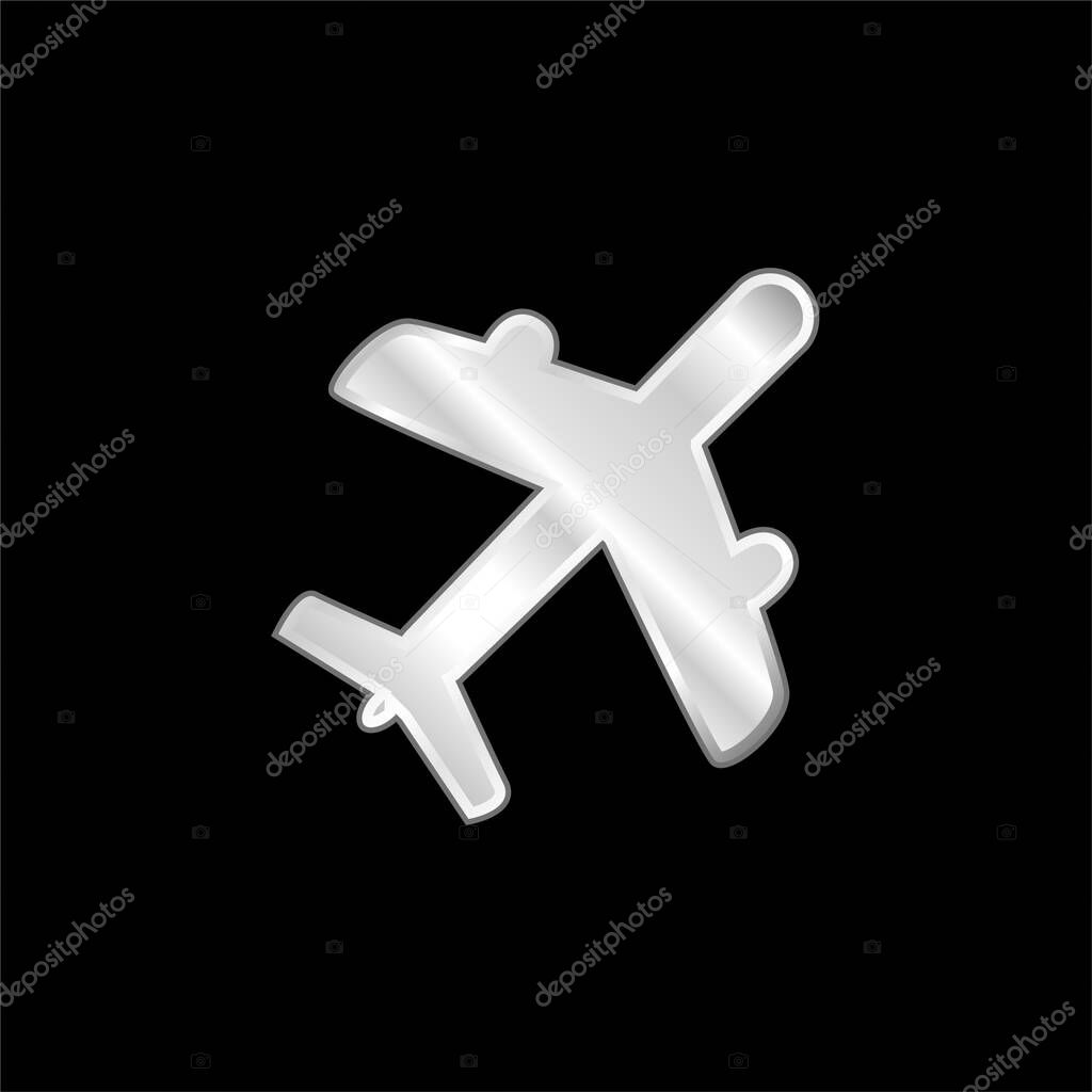 Airliner silver plated metallic icon