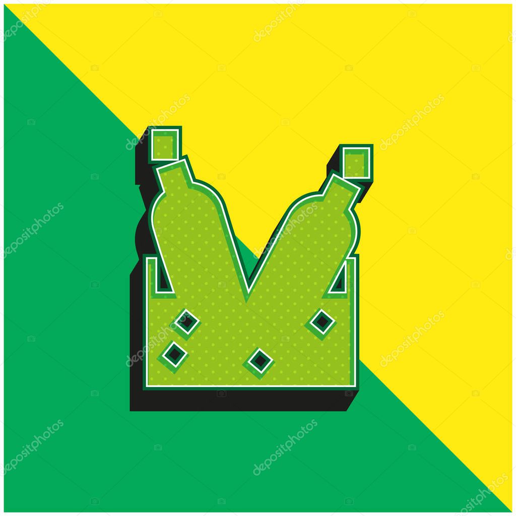 Bottles With Ice Cubes Green and yellow modern 3d vector icon logo