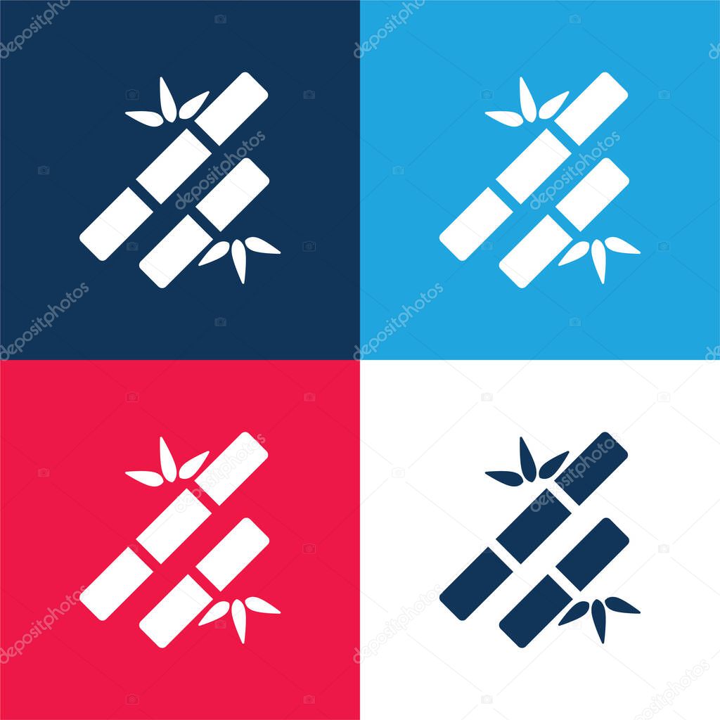 Bamboo Sticks Spa Ornament blue and red four color minimal icon set