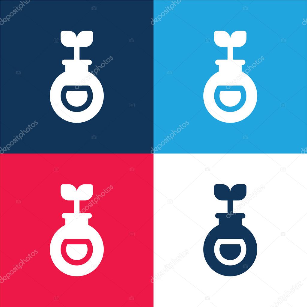 Biology blue and red four color minimal icon set