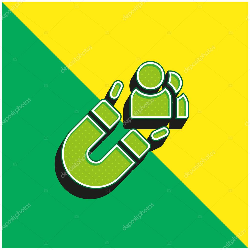 Attract Customers Green and yellow modern 3d vector icon logo