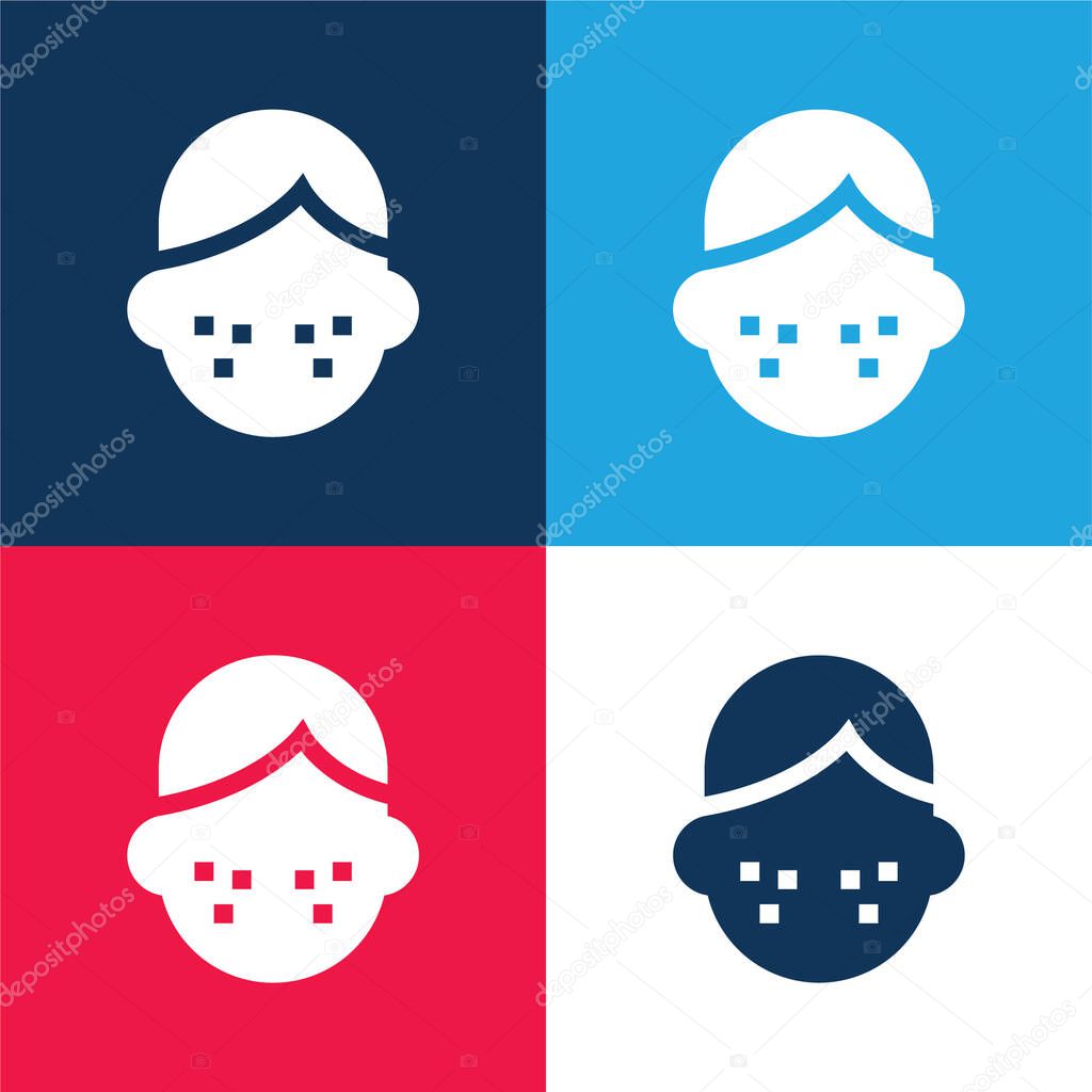 Acne blue and red four color minimal icon set