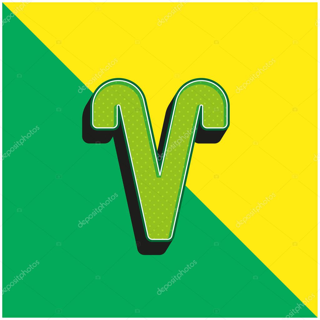Aries Green and yellow modern 3d vector icon logo