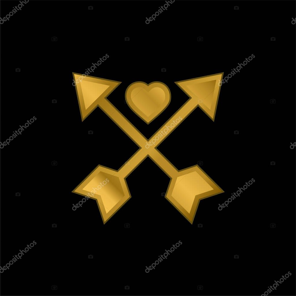 Arrows gold plated metalic icon or logo vector