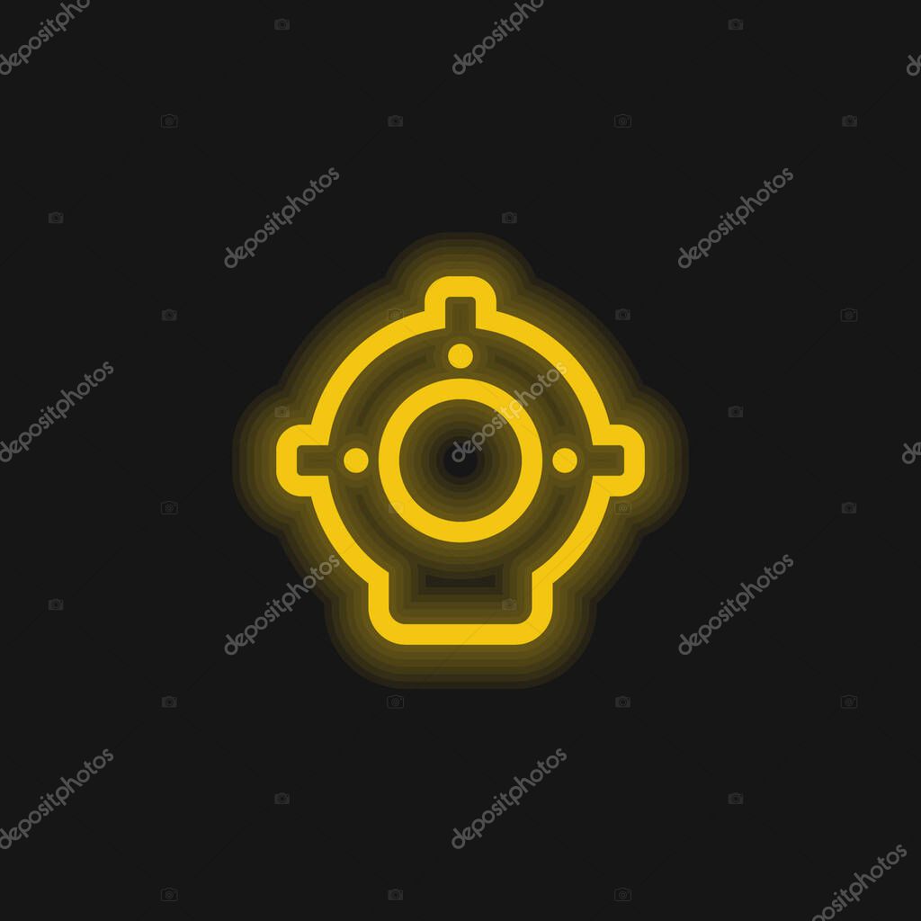 Aqualung yellow glowing neon icon