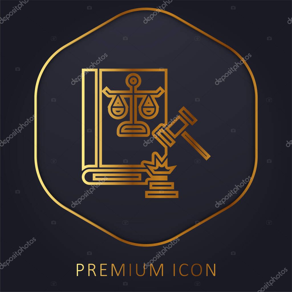 Auction golden line premium logo or icon