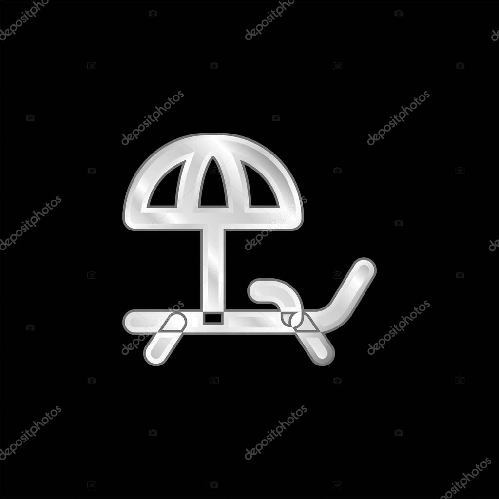 Beach Chair silver plated metallic icon