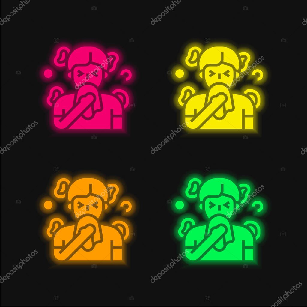 Antihistamines four color glowing neon vector icon