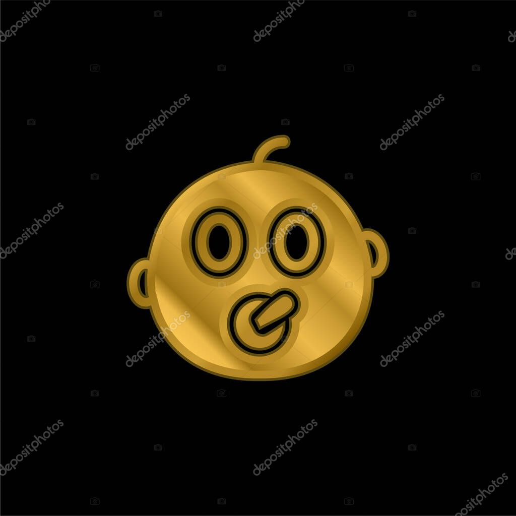 Baby gold plated metalic icon or logo vector