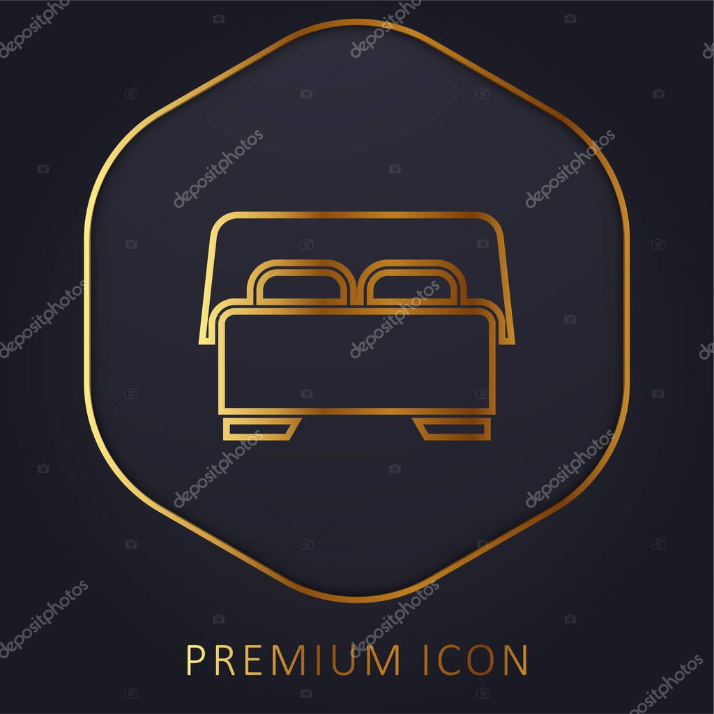 Bed golden line premium logo or icon