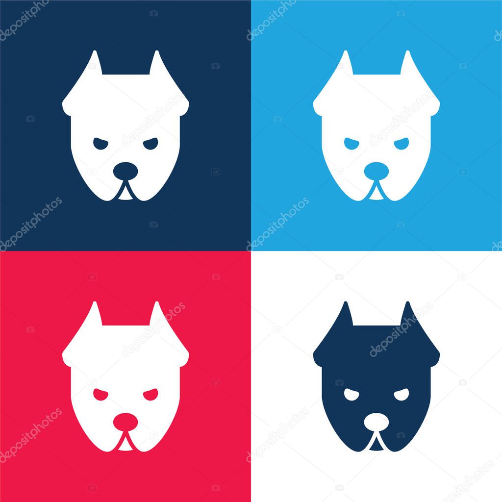 Angry Dog blue and red four color minimal icon set
