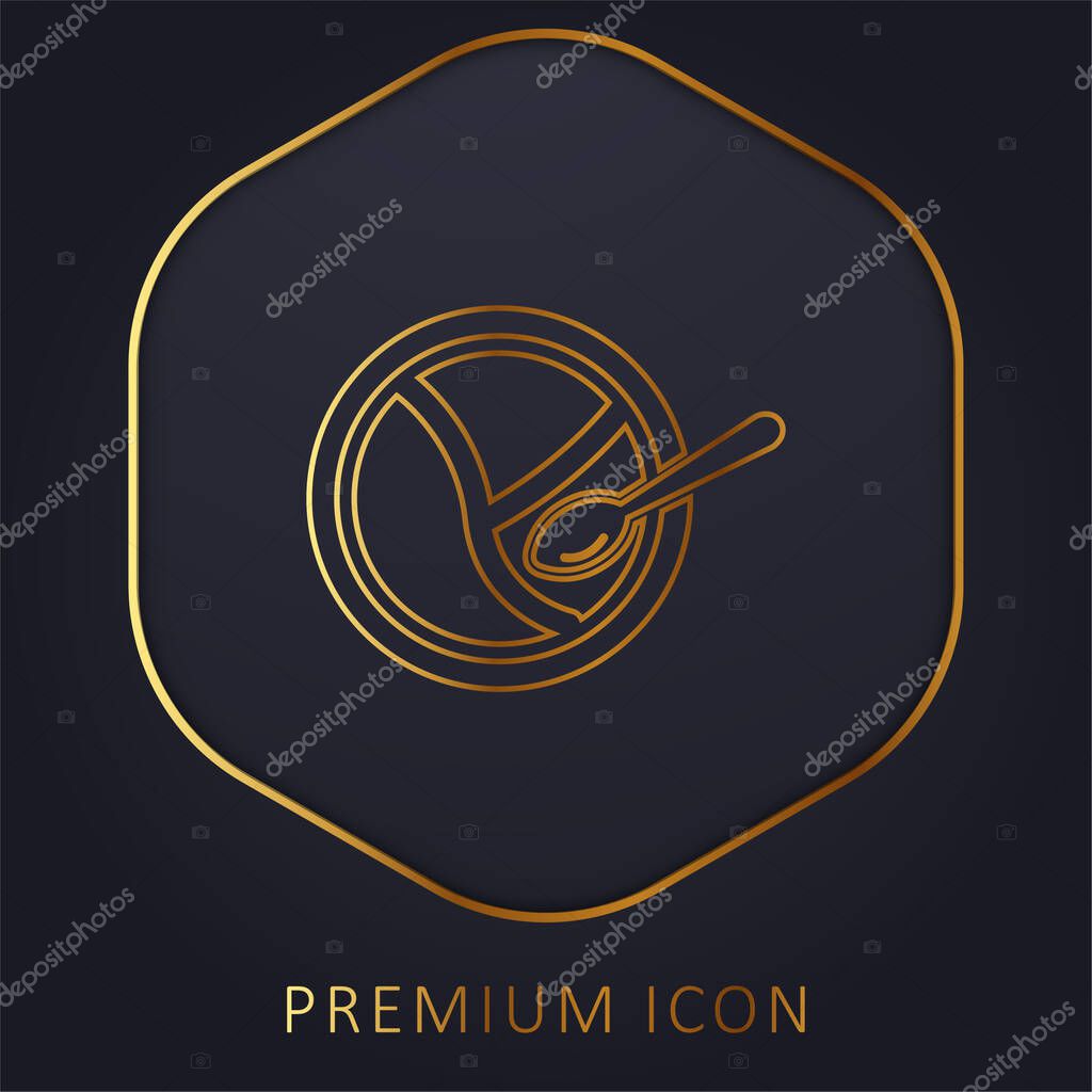 Baby Divided Plate And Spoon golden line premium logo or icon