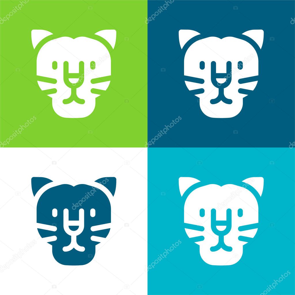Black Panther Flat four color minimal icon set