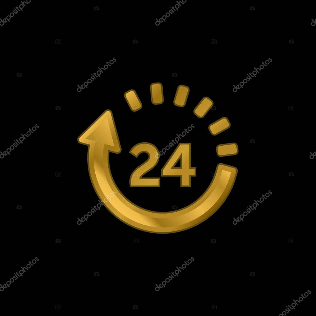 24 Hours Delivery gold plated metalic icon or logo vector