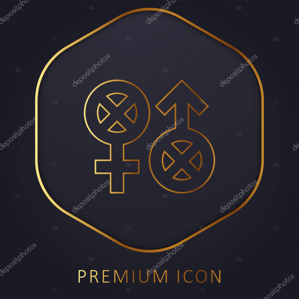 Biphobia golden line premium logo or icon