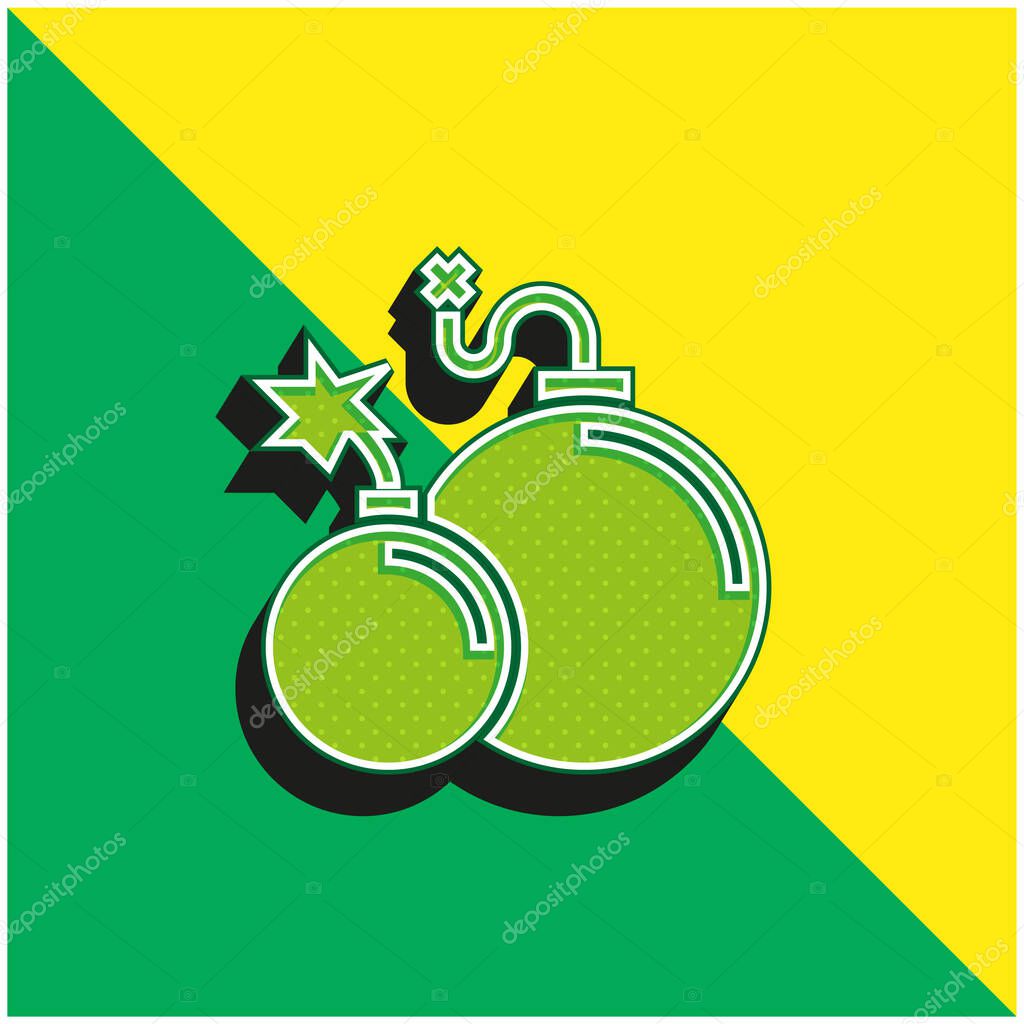 Atomic Bomb Green and yellow modern 3d vector icon logo