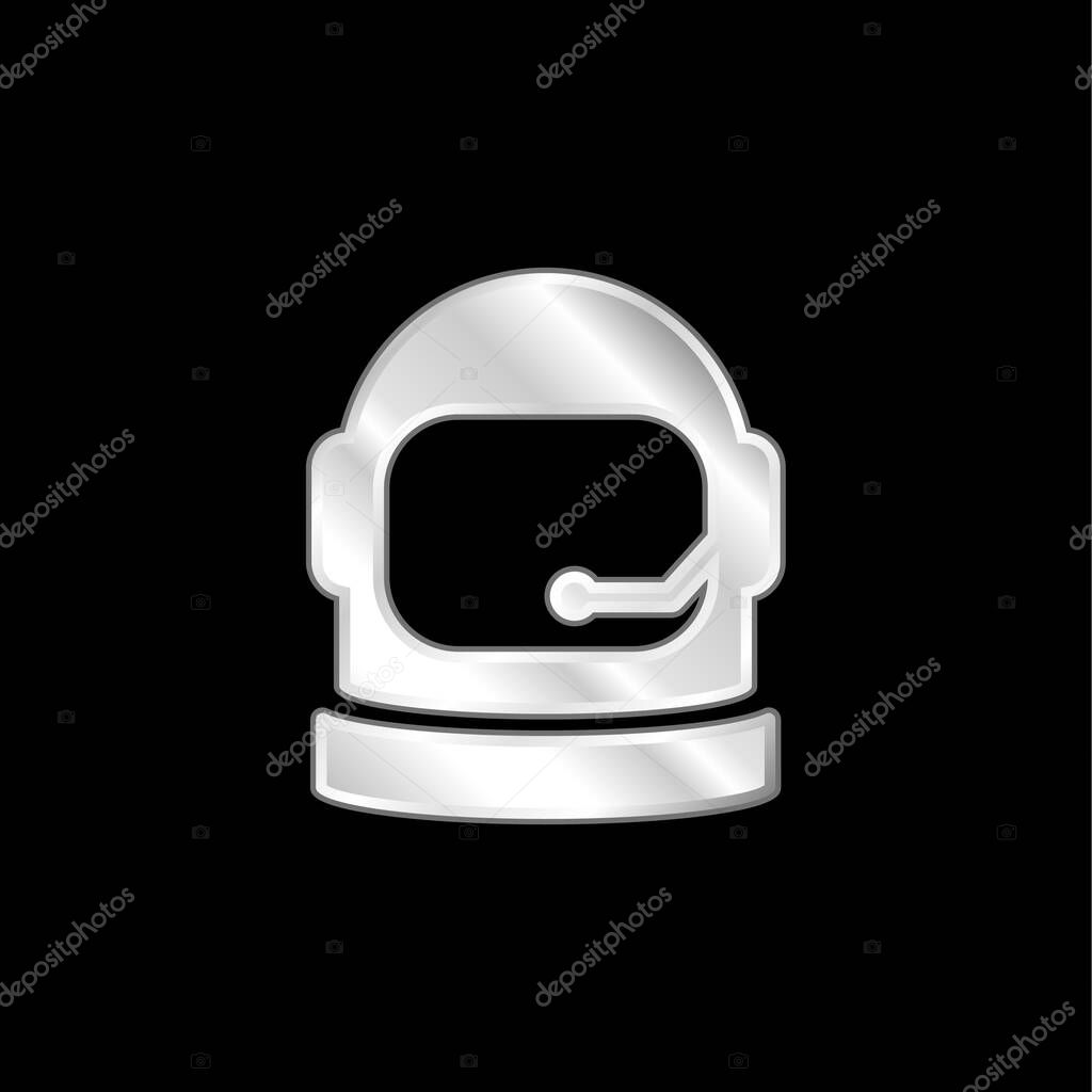 Astronaut Helmet silver plated metallic icon