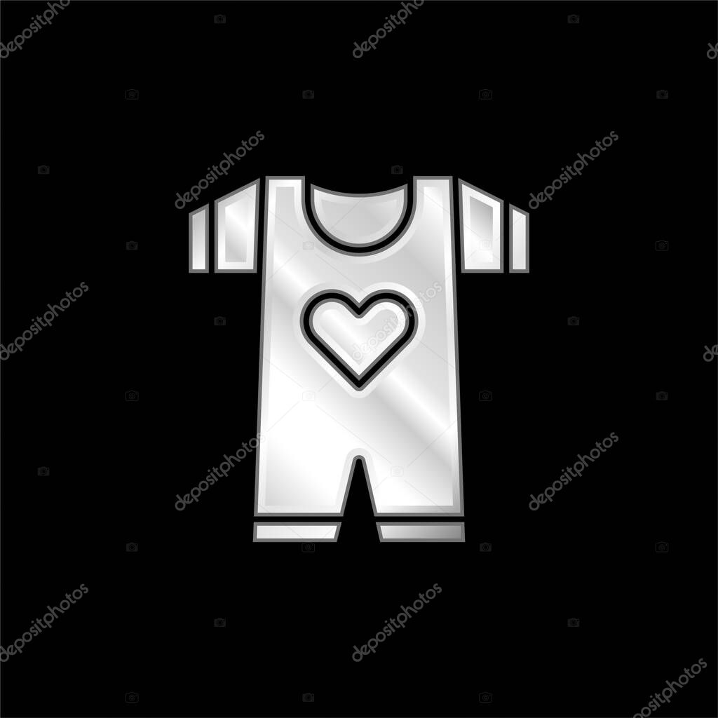 Baby Clothes silver plated metallic icon