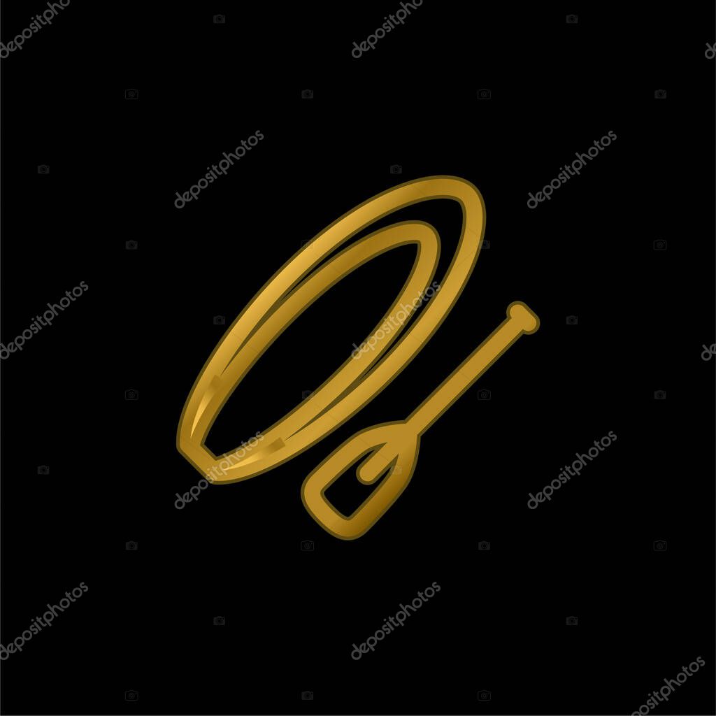 Boat And Soak gold plated metalic icon or logo vector