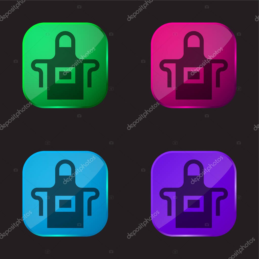 Apron four color glass button icon
