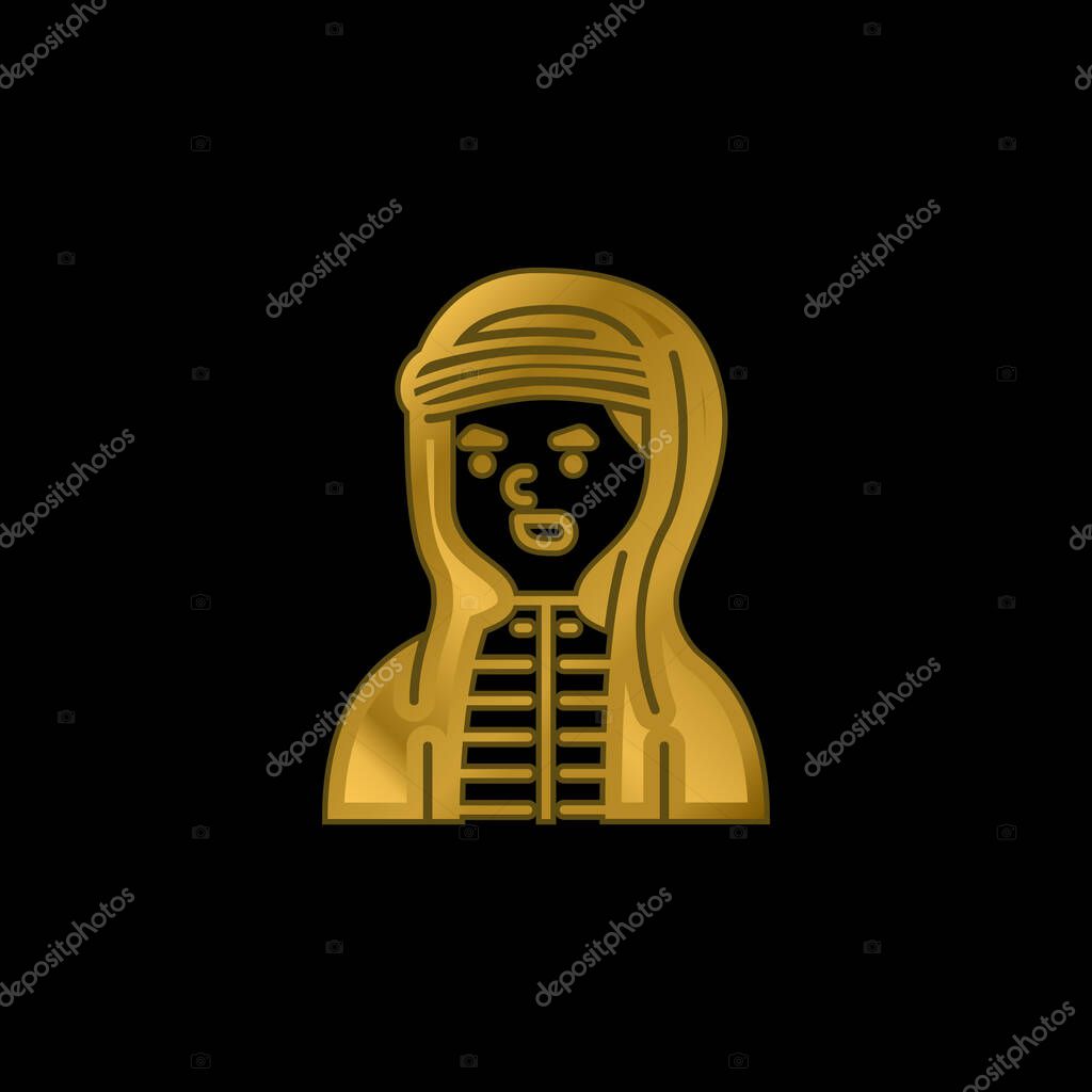 Boy gold plated metalic icon or logo vector
