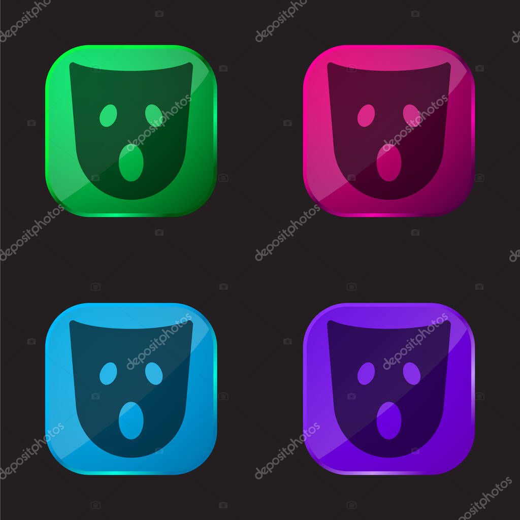 Astonishment Mask four color glass button icon