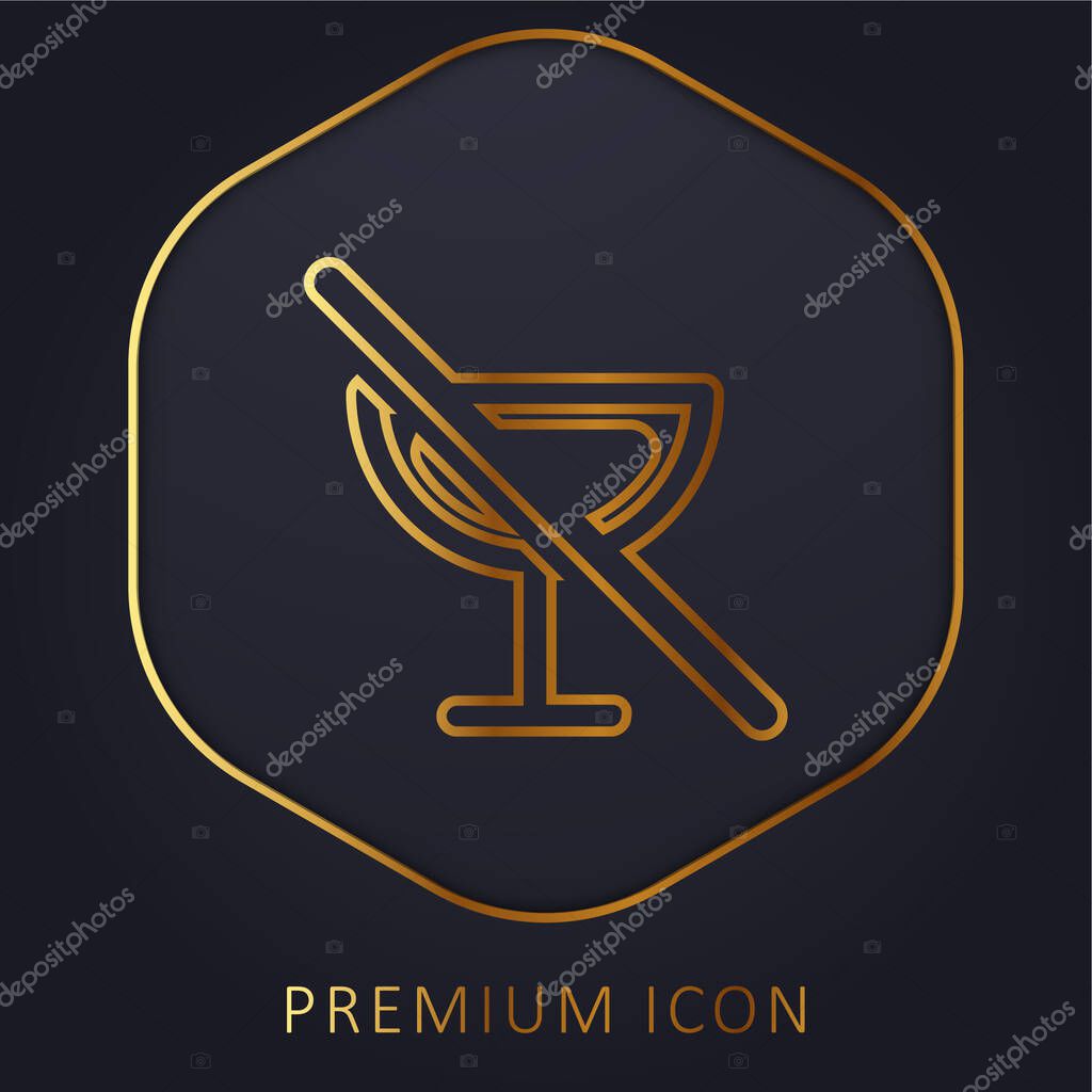 Alcoholic Drinks Prohibition golden line premium logo or icon
