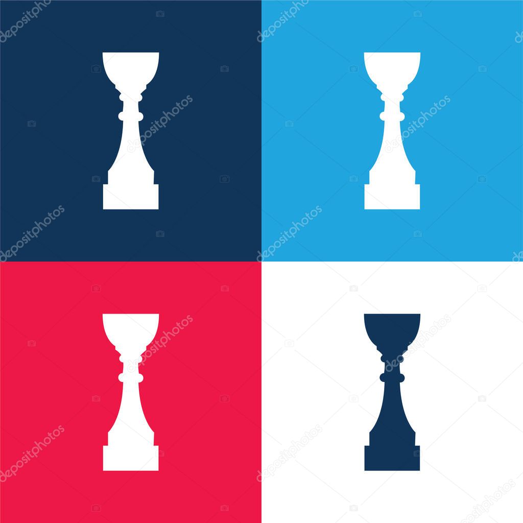 Award Trophy Cup Tall Black Silhouette blue and red four color minimal icon set