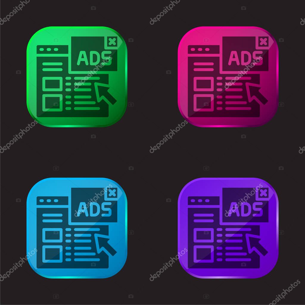 Advertising four color glass button icon