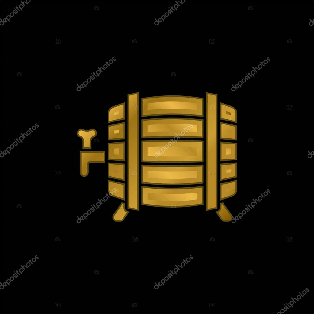 Barrel gold plated metalic icon or logo vector