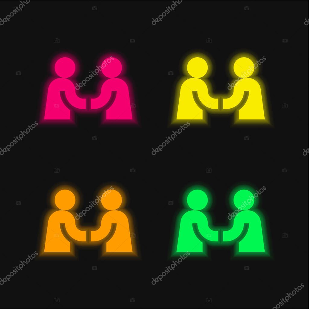 Agreement four color glowing neon vector icon