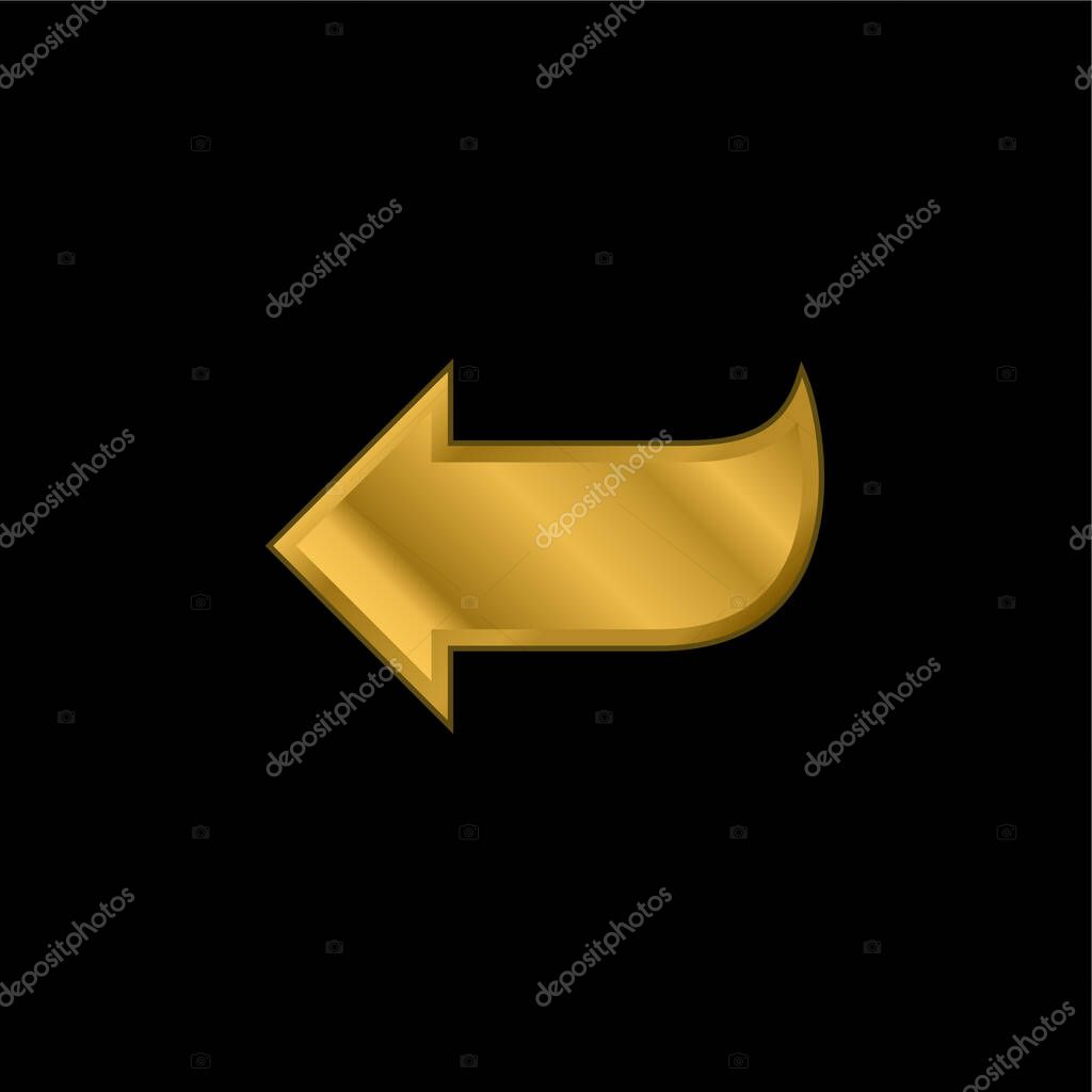 Arrow Shape Pointing To Left gold plated metalic icon or logo vector