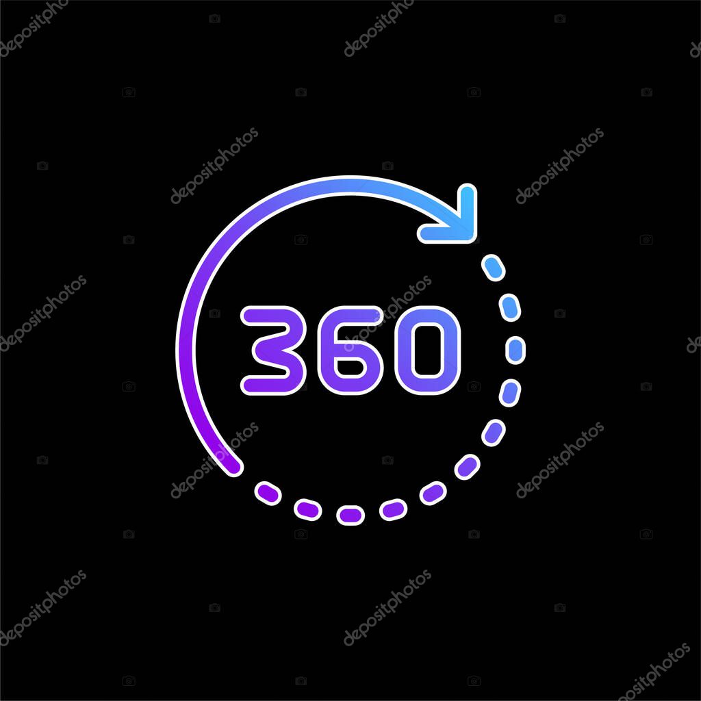 360 Degrees blue gradient vector icon