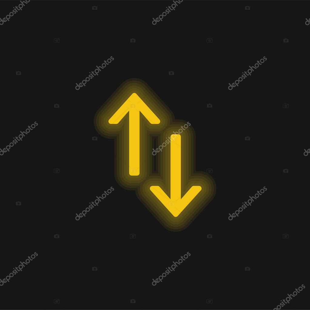 Arrows yellow glowing neon icon