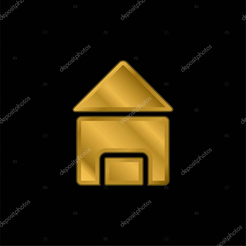 Black House gold plated metalic icon or logo vector
