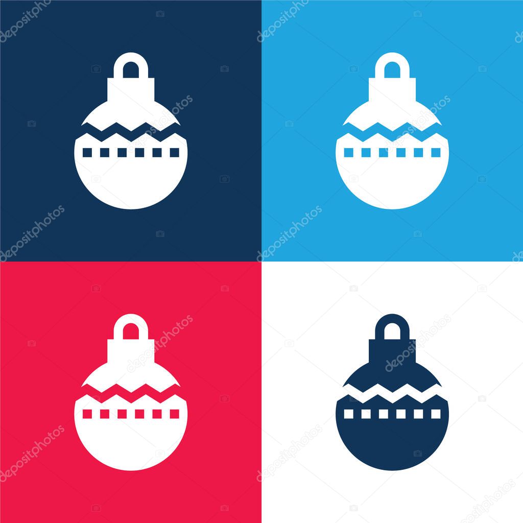 Bauble blue and red four color minimal icon set