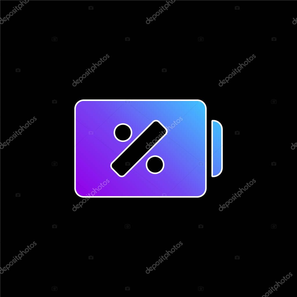Battery Status Symbol With Percentage Sign blue gradient vector icon