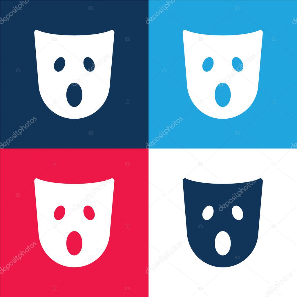 Astonishment Mask blue and red four color minimal icon set