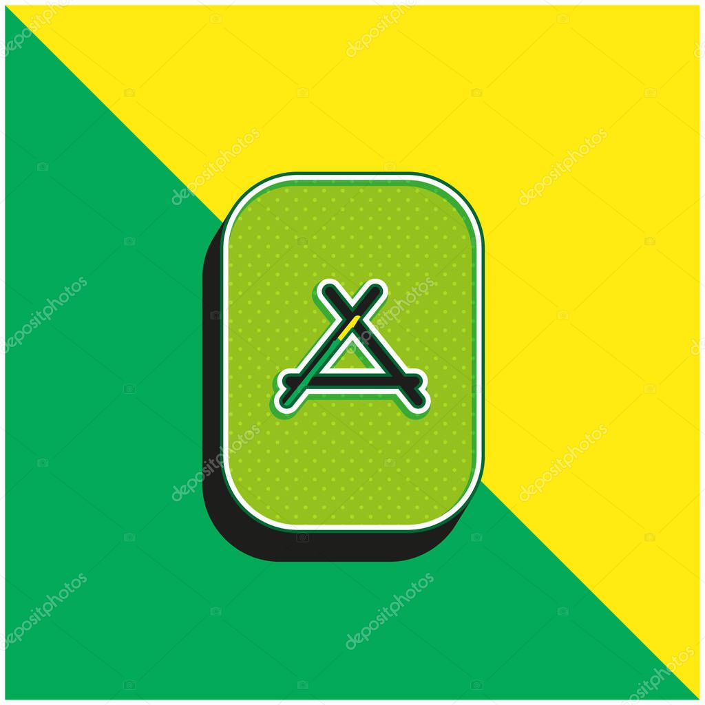 Apps Store Green and yellow modern 3d vector icon logo
