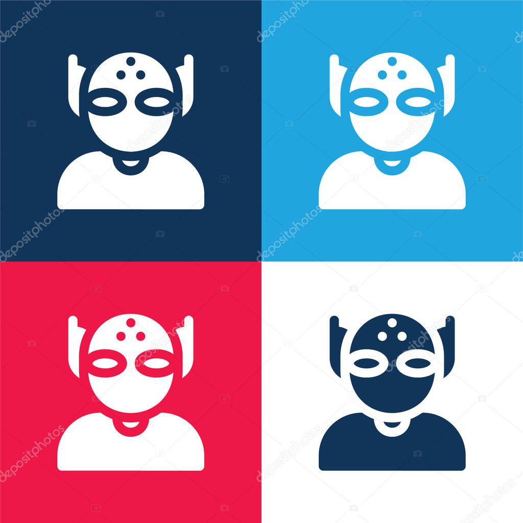 Alien blue and red four color minimal icon set