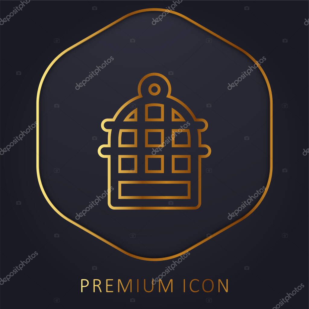 Bird Cage golden line premium logo or icon