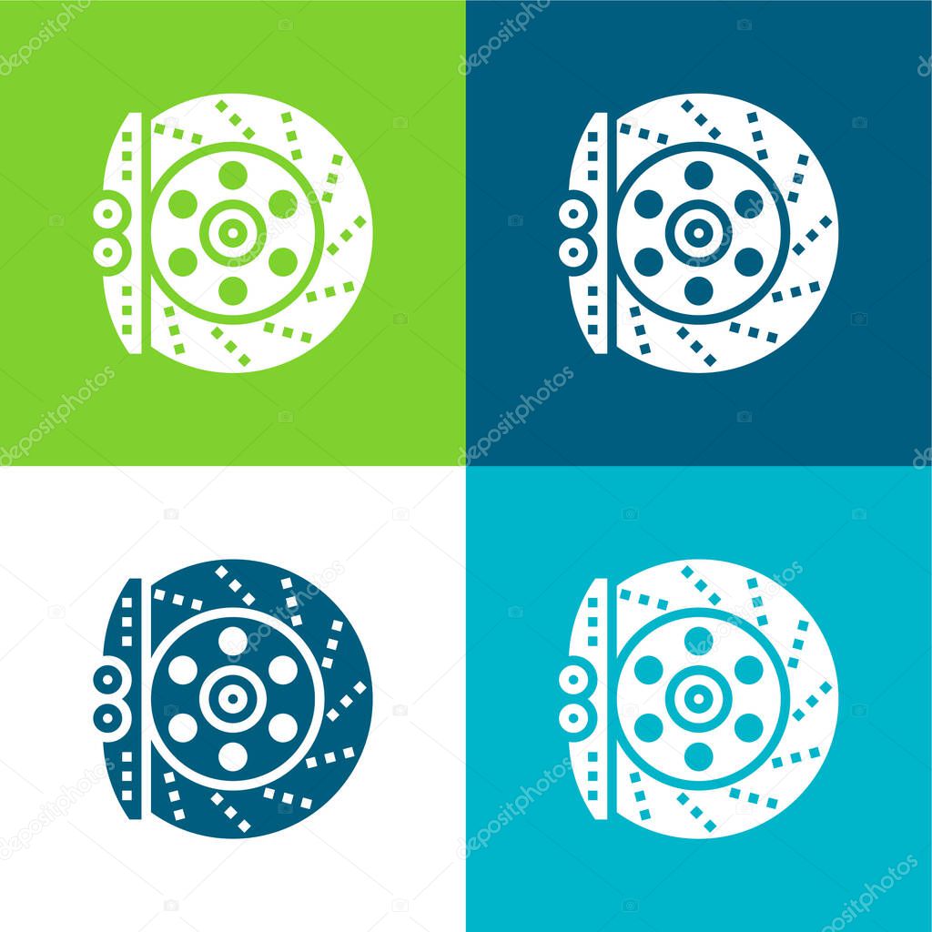 Brake Flat four color minimal icon set