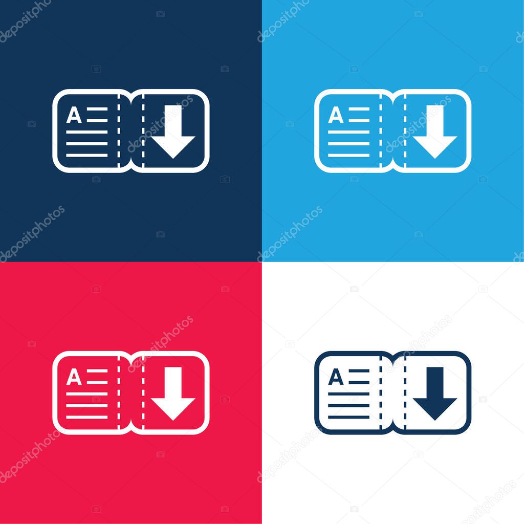 Book blue and red four color minimal icon set